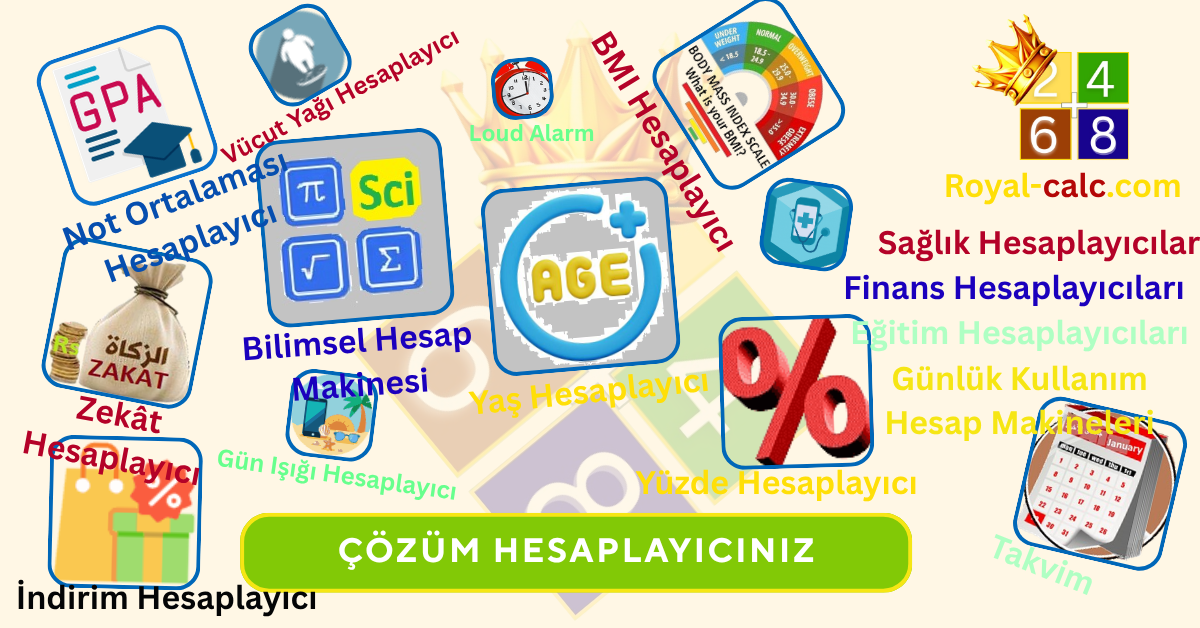 showing free online calculator by royal-calc.com in Turkish